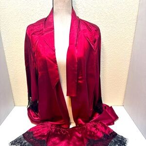 MaxMota sleepwear women Sz M satin three-piece satin pajama set wine red (NWT)